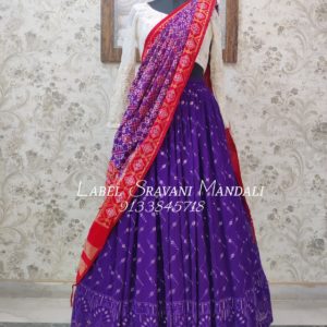 Purple chikankari lehenga with contrast blouse and patola dupatta